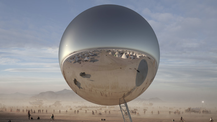 BIG工作室为2018火人节创作巨型悬浮反射球ORB
